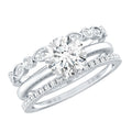 Round shape Solitaire Moissanite Trio Wedding Ring Set