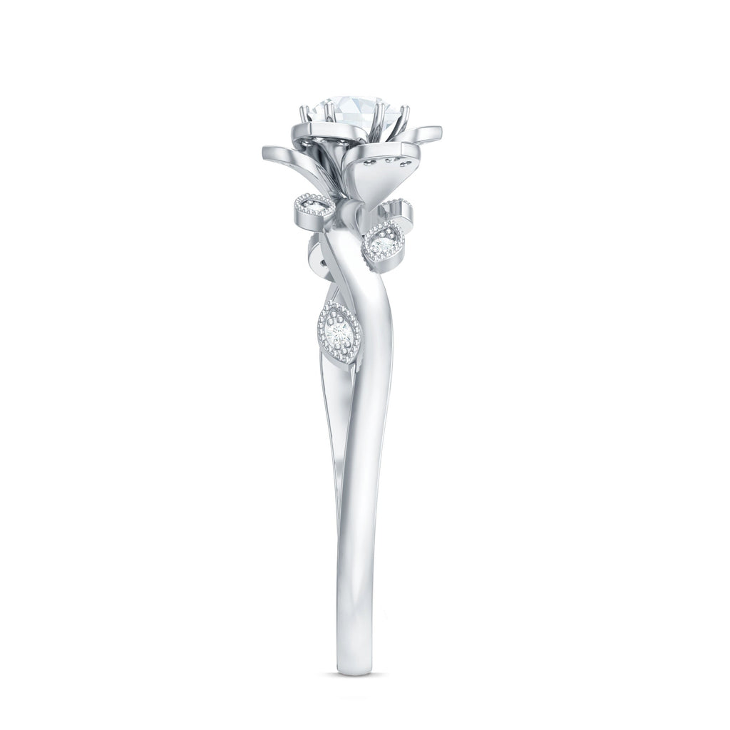 Natural Diamond Flower Engagement Ring For Women