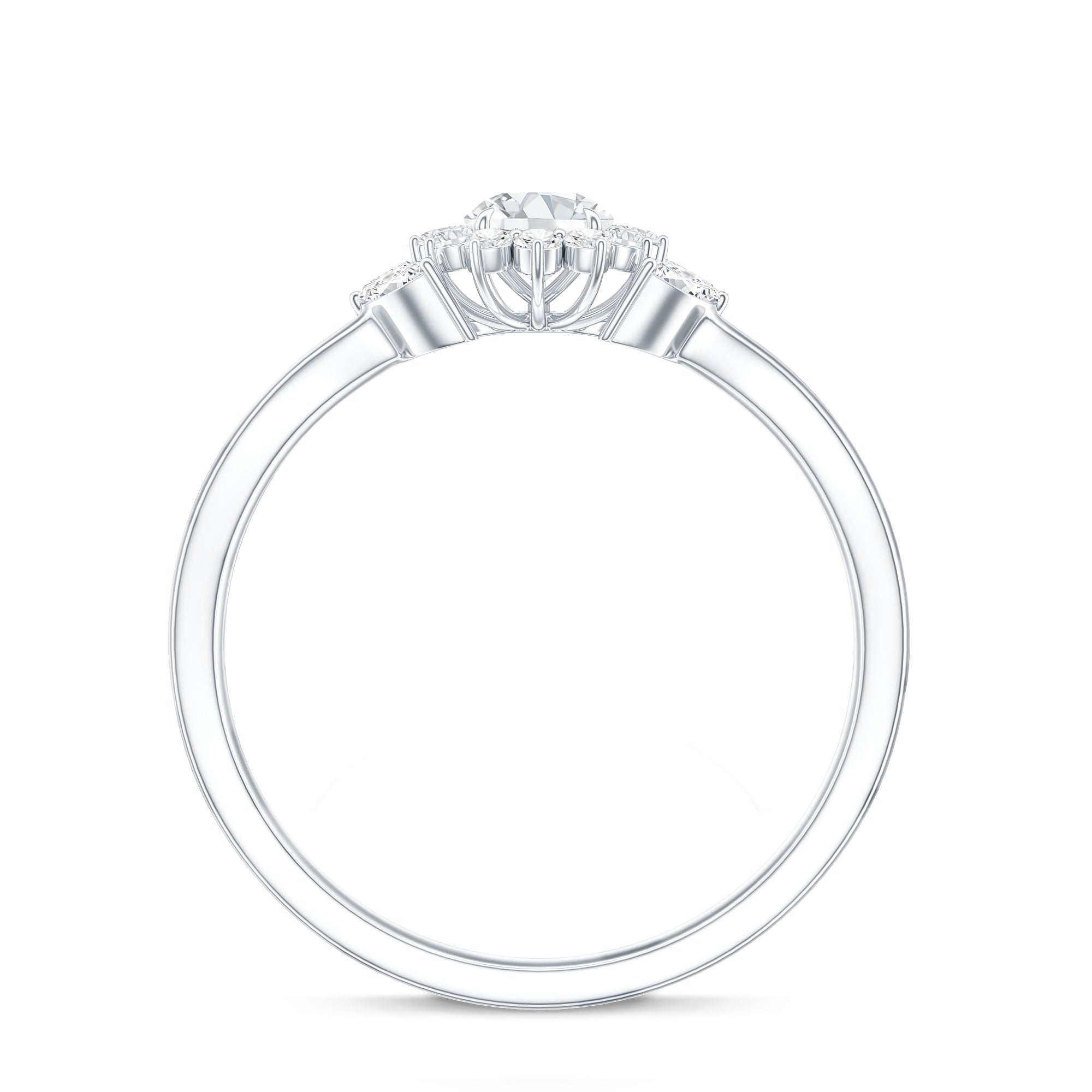 Diamond Flower Engagement Ring with Split Shank