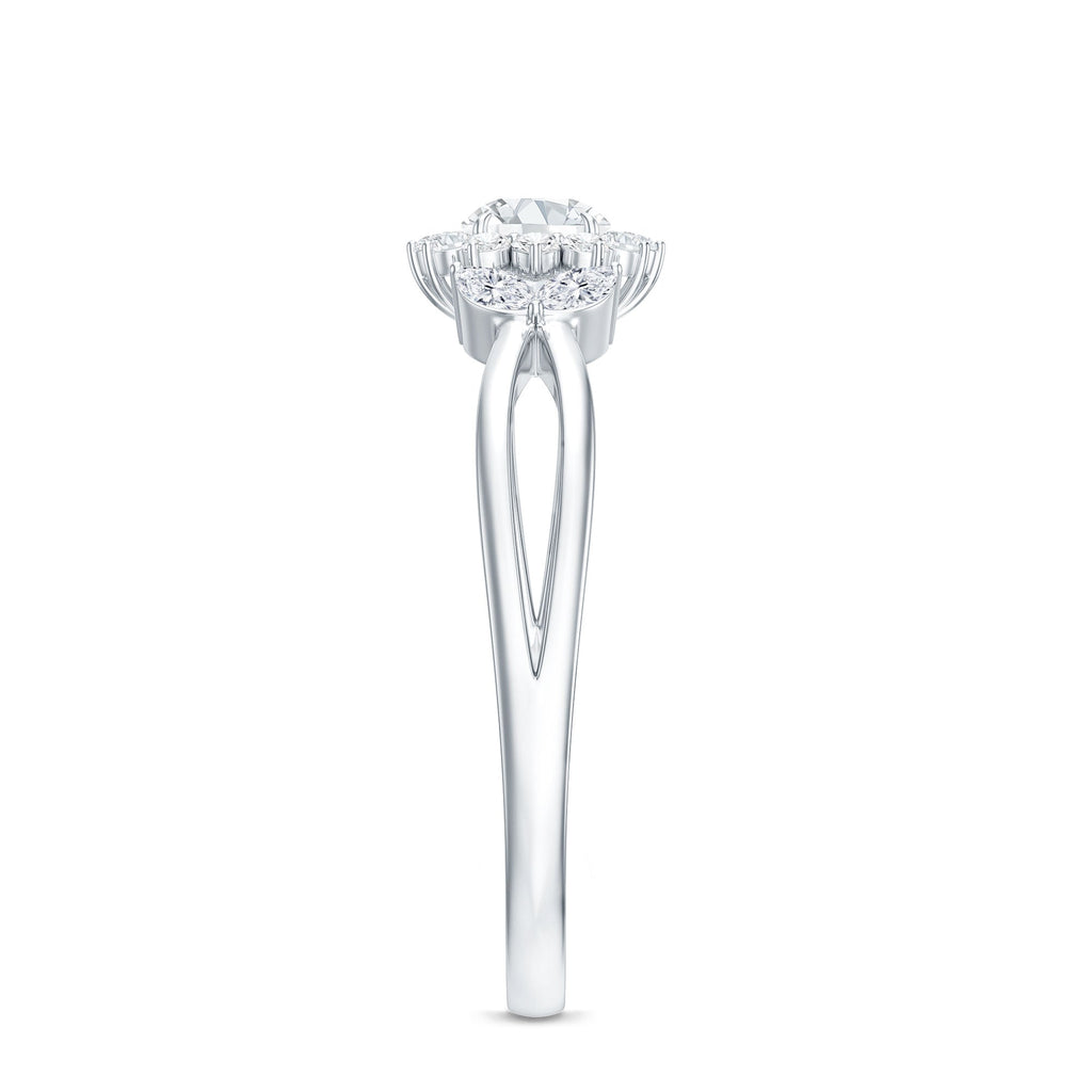 Diamond Flower Engagement Ring with Split Shank