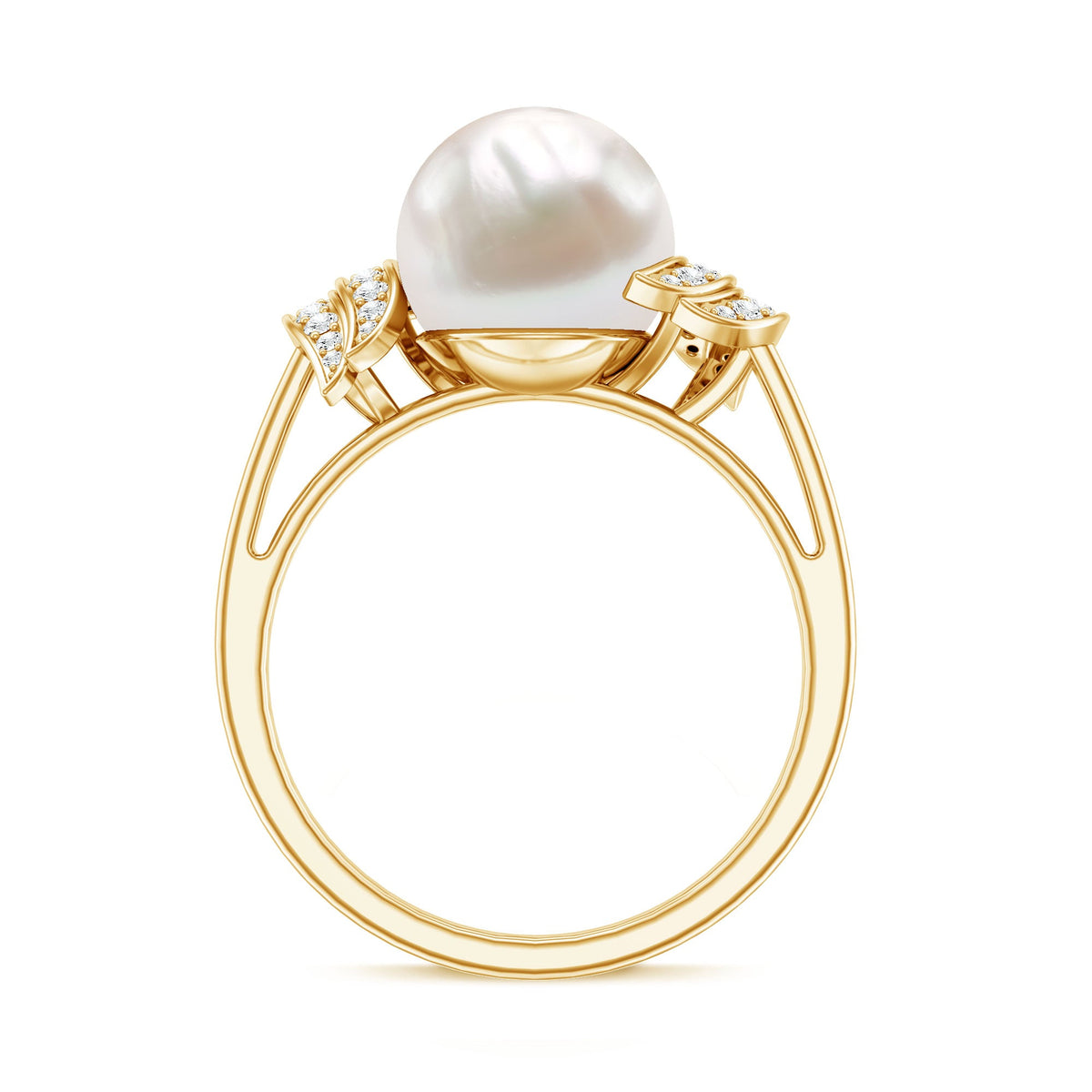 Real 8 Carat Freshwater Pearl Engagement Ring with Diamond for Women