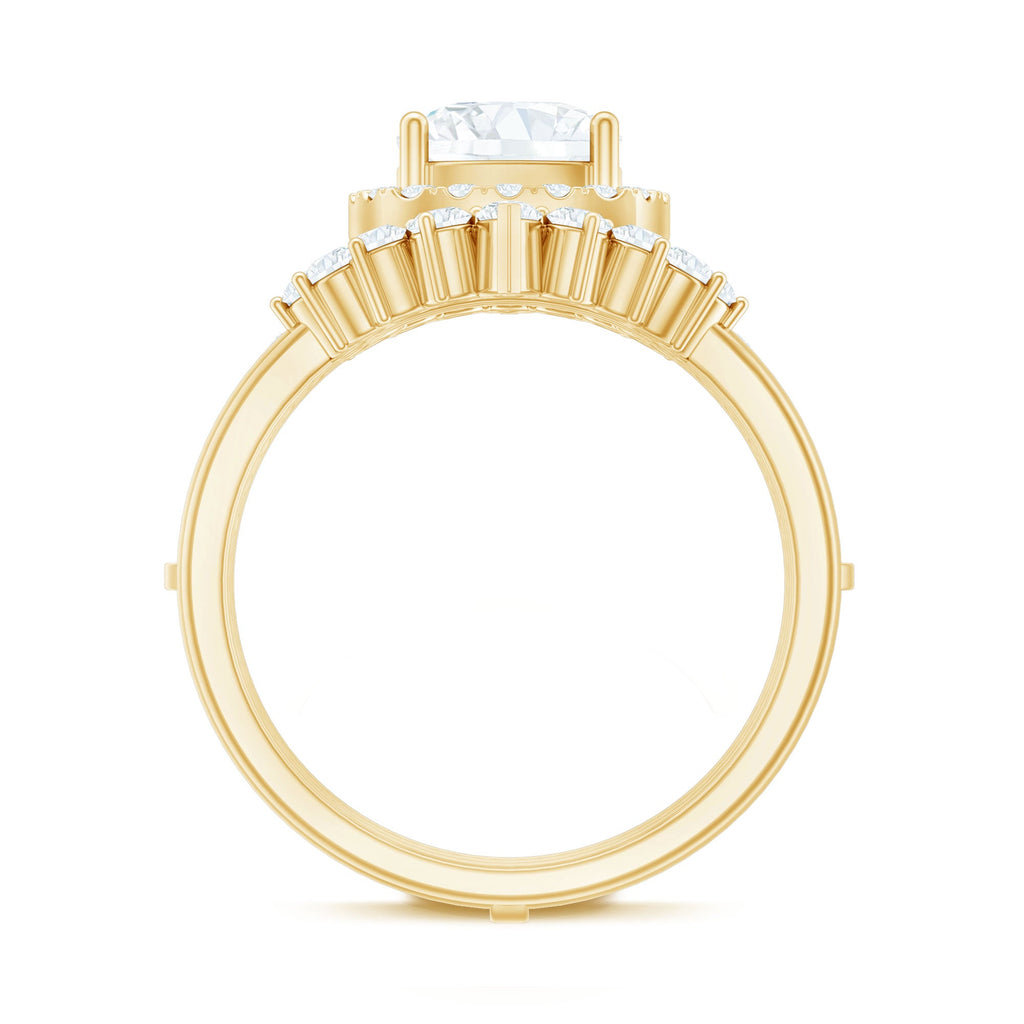 Cushion Cut Moissanite Vintage Inspired Wedding Ring Set