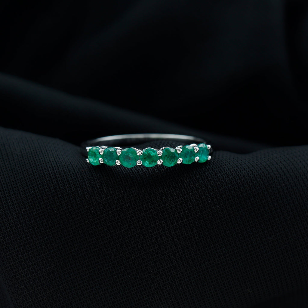 Certified 7 Stone Emerald Half Eternity Band for Women