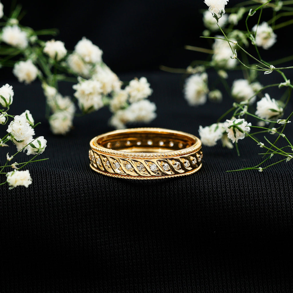 Diamond Twisted Rope Wedding Band Ring