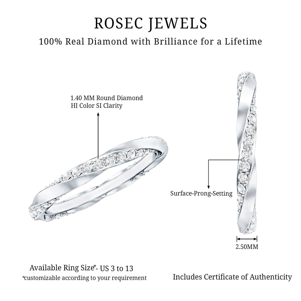 Pave Set Diamond Wedding Ring with Twisted Details