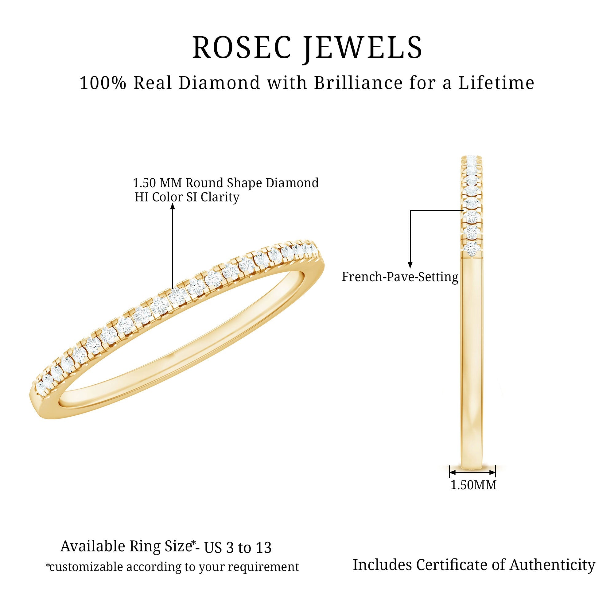 Natural Diamond Minimal Stackable Band Ring