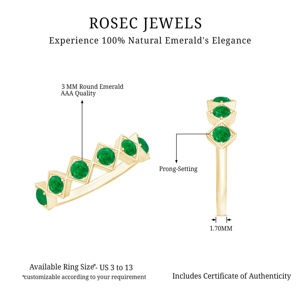 Geometric Emerald Half Eternity Ring for Women
