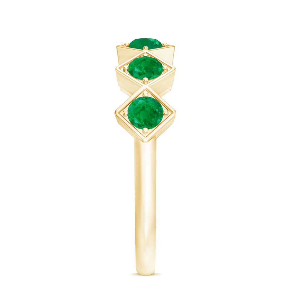 Geometric Emerald Half Eternity Ring for Women