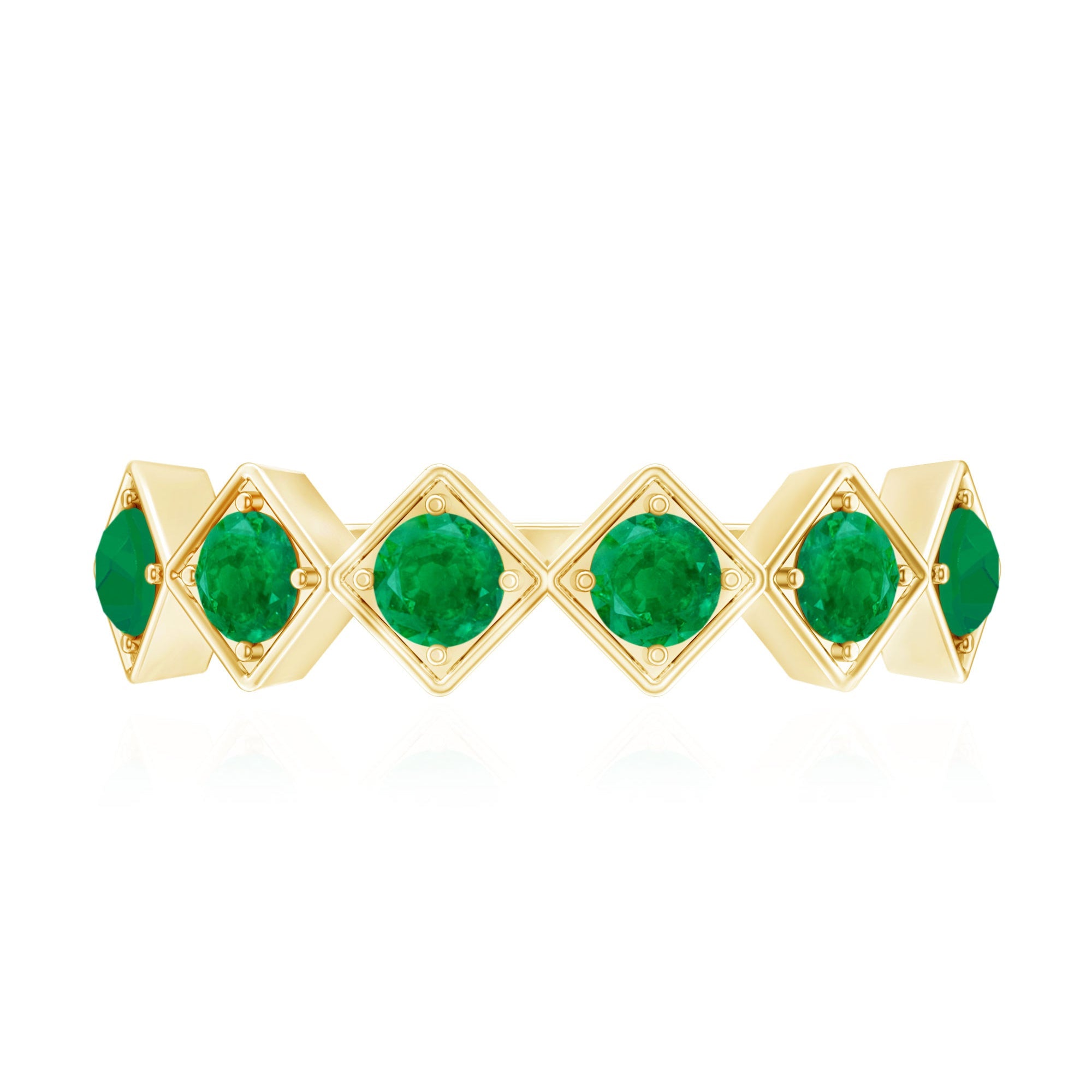 Geometric Emerald Half Eternity Ring for Women