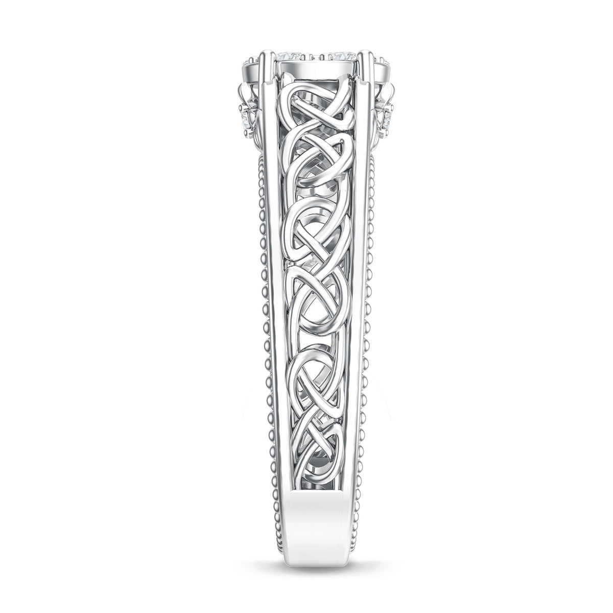 Illusion Real Diamond Celtic Knot Band Ring for Women