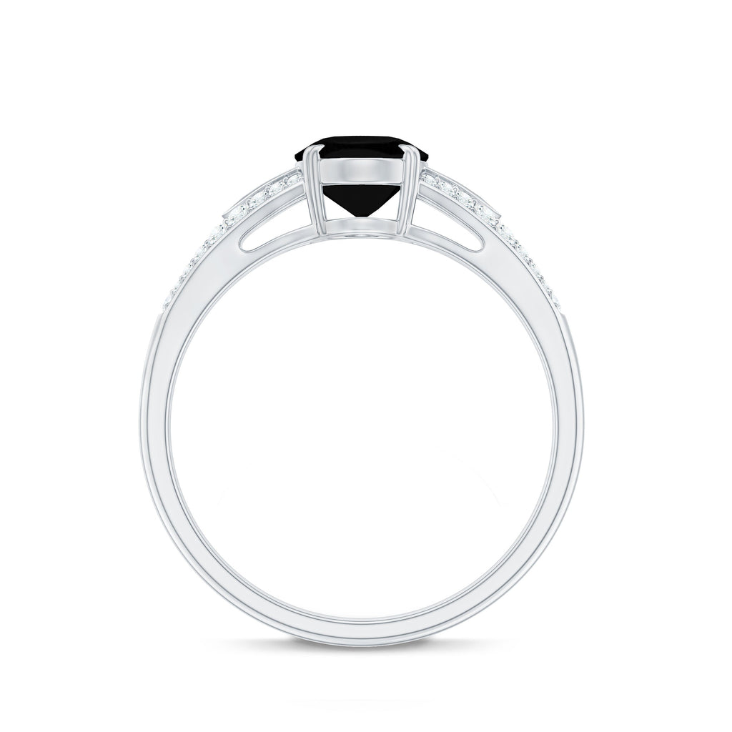1.9 Carat Oval Lab Grown Black and White Diamond Engagement Ring with Split Shank