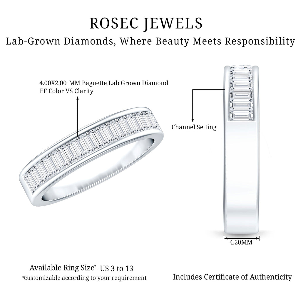 Baguette Cut Lab Grown Diamond Half Eternity Band