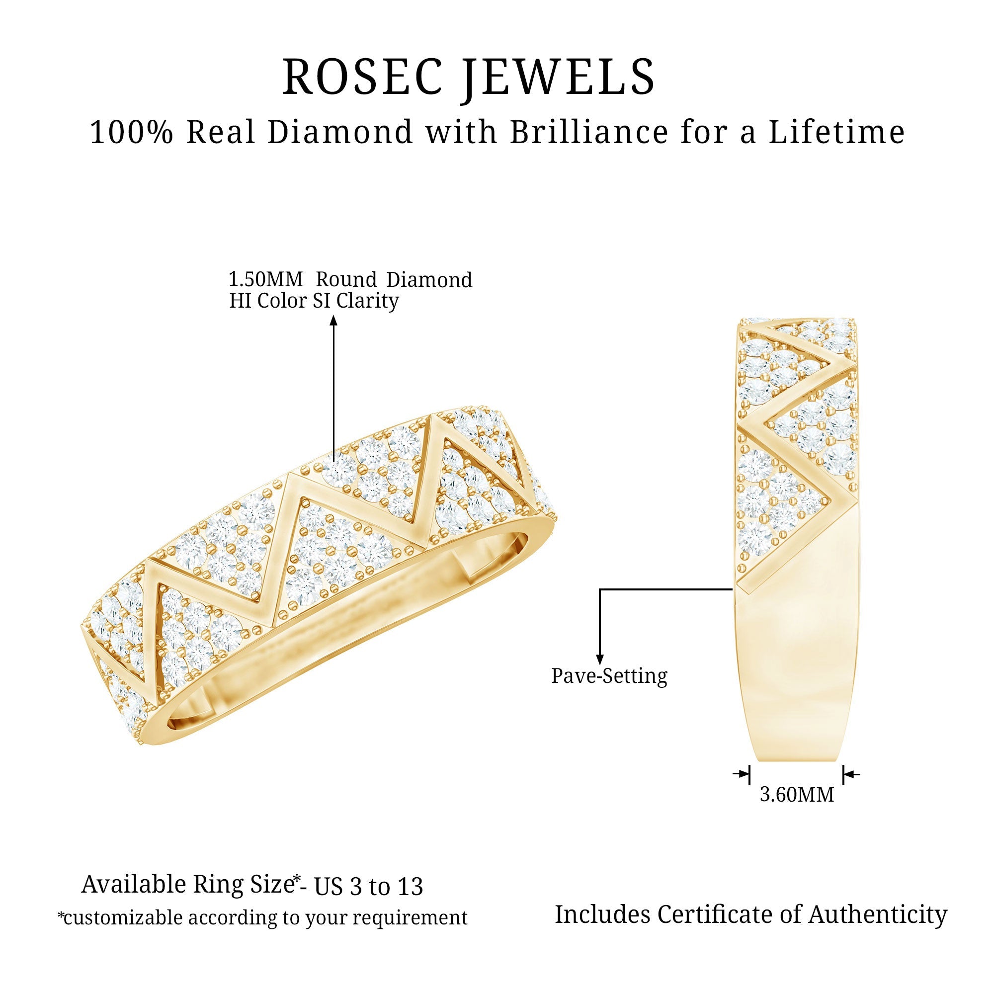 Certified Diamond Designer Wedding Band Ring