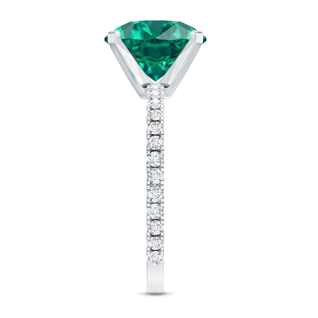 Certified 3.5 Carat Lab Grown Emerald Huge Engagement Ring with Diamond