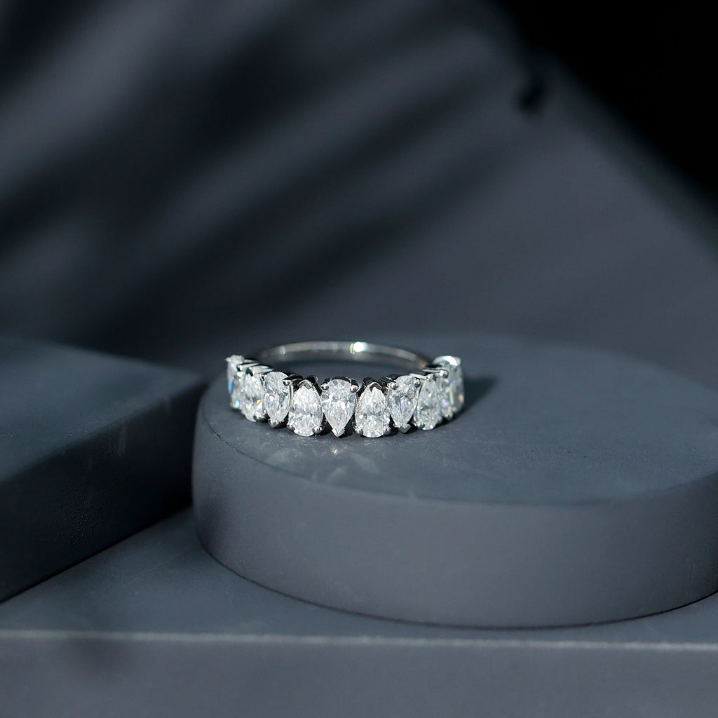 Pear Cut Moissanite Half Eternity Ring for Women