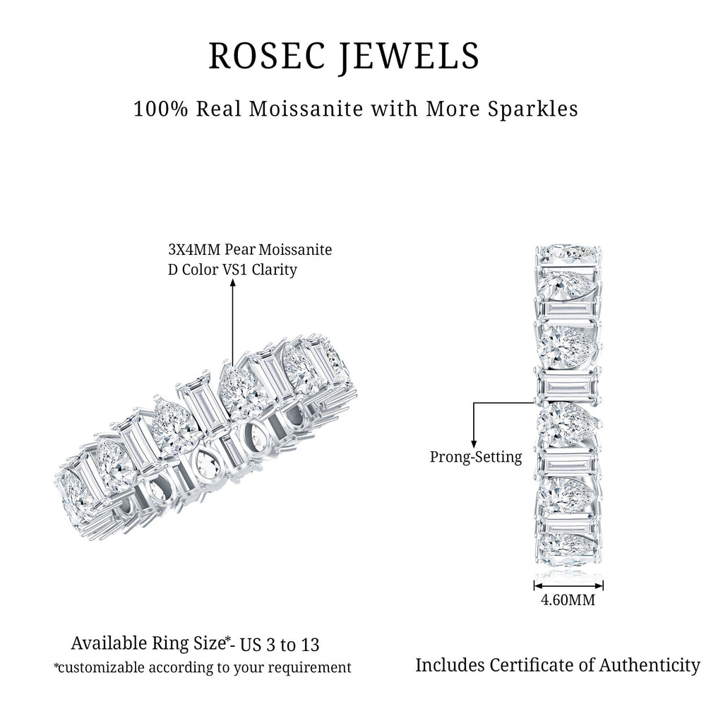 Pear and Baguette Cut Moissanite Alternate Eternity Band