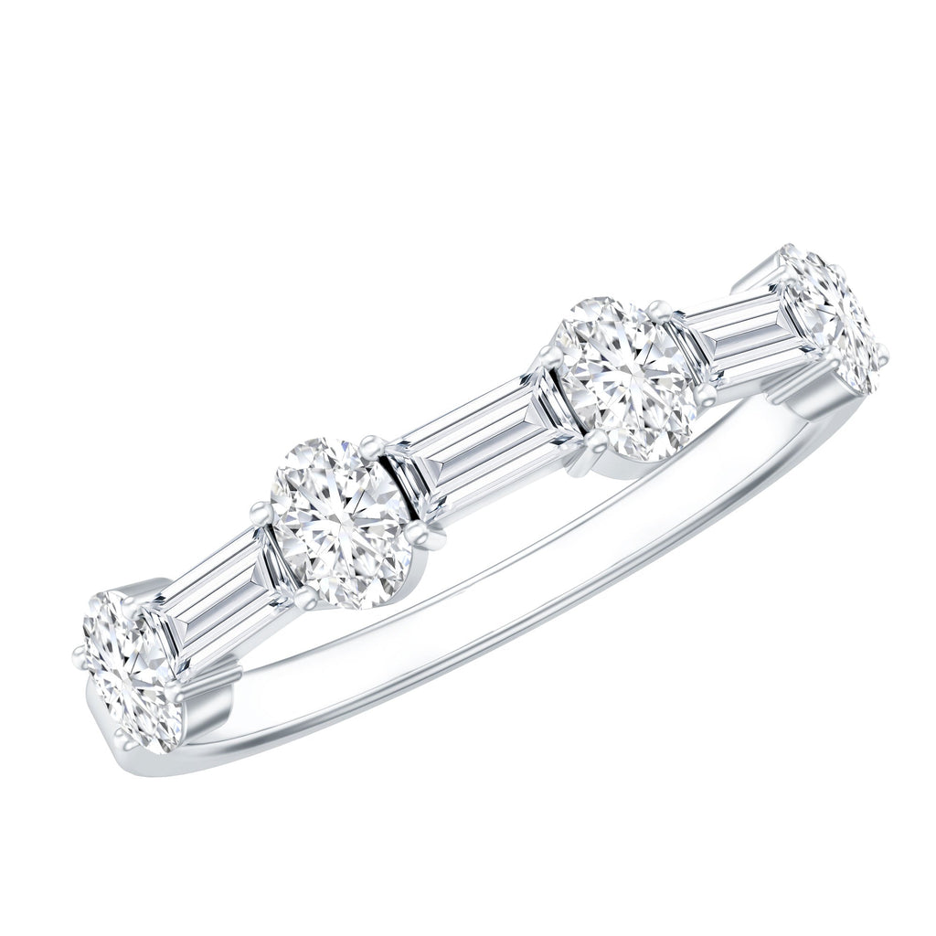 Oval and Baguette Cut Moissanite Half Eternity Ring