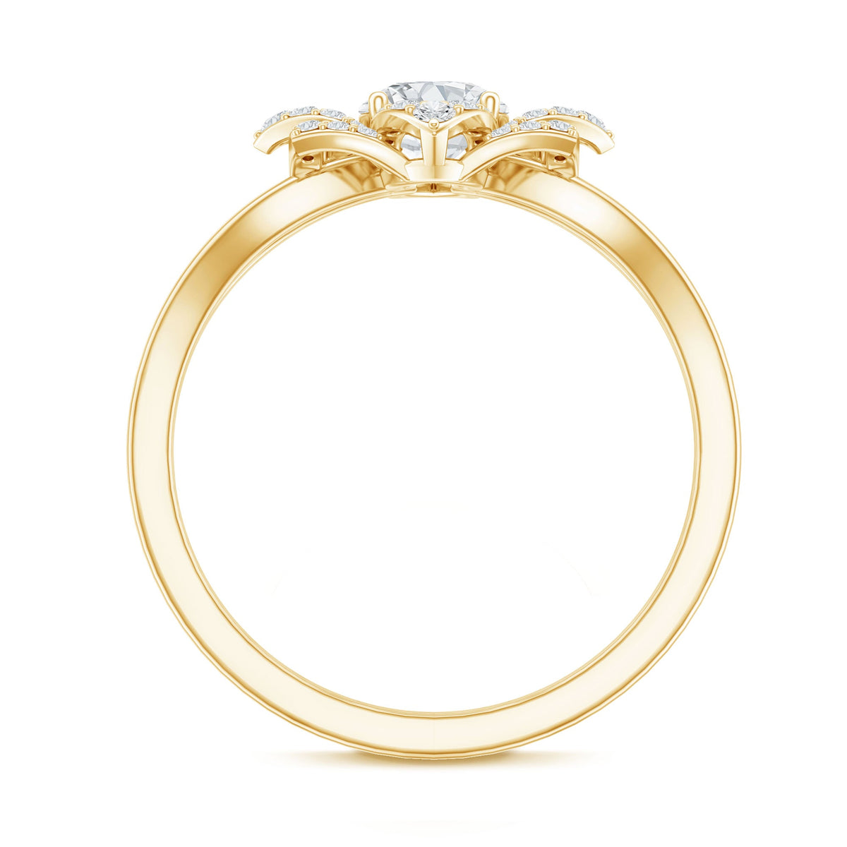 Certified Moissanite Floral Engagement Ring with Split Shank