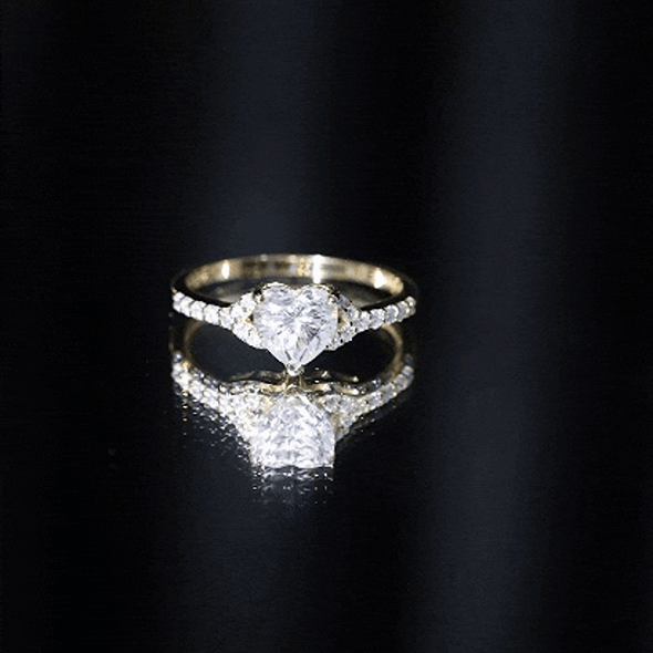 Certified Heart Shape Moissanite Engagement Ring
