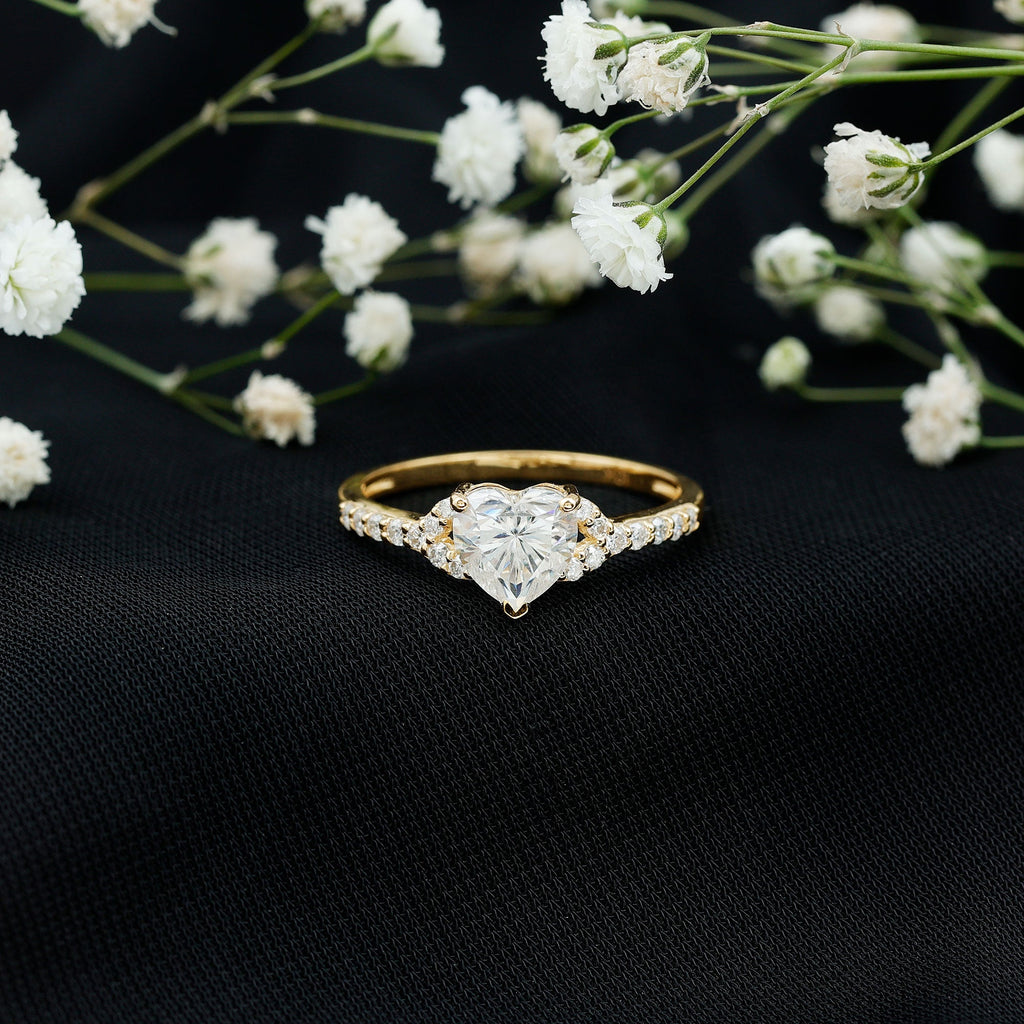 Certified Heart Shape Moissanite Engagement Ring