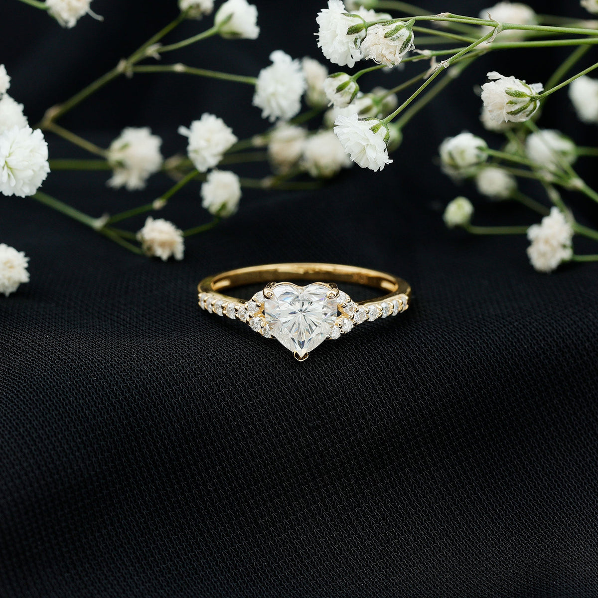 Certified Heart Shape Moissanite Engagement Ring