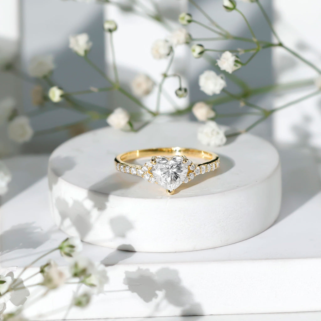 Certified Heart Shape Moissanite Engagement Ring