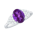 1 Carat Oval Amethyst Engagement Ring with Diamond