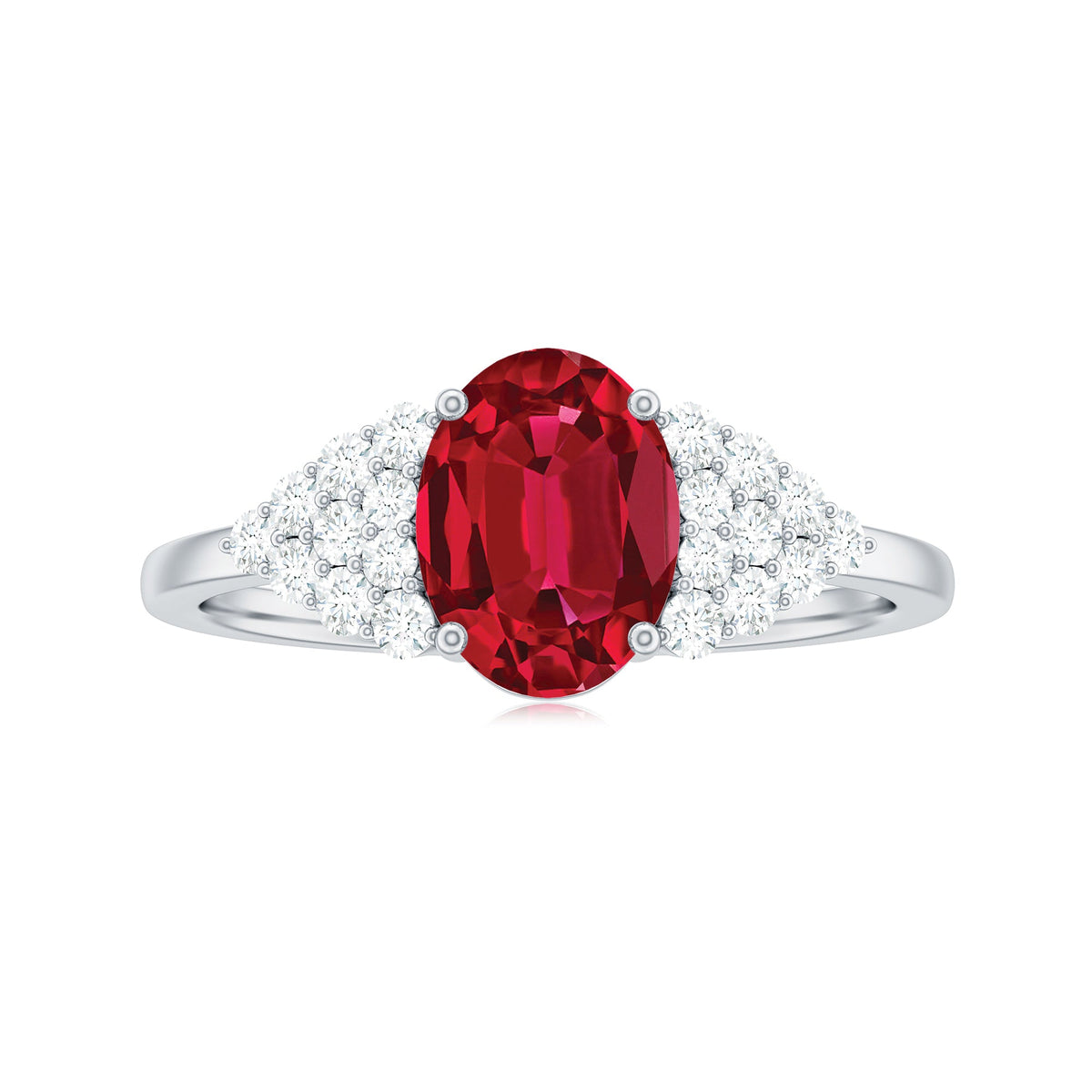 Certified 1.5 Carat Oval Lab Grown Ruby Engagement Ring with Diamond