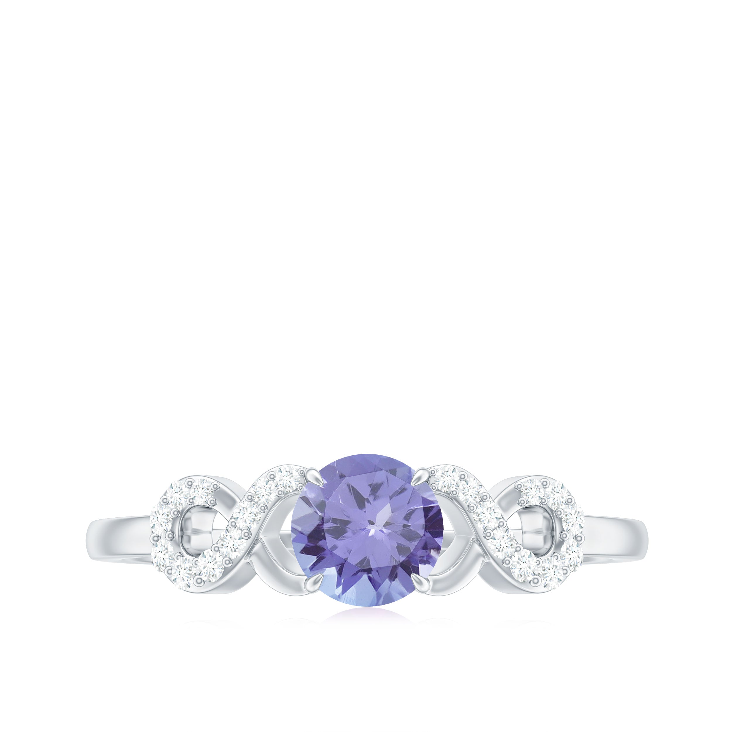 Natural Tanzanite Promise Ring with Diamond Infinity Knot