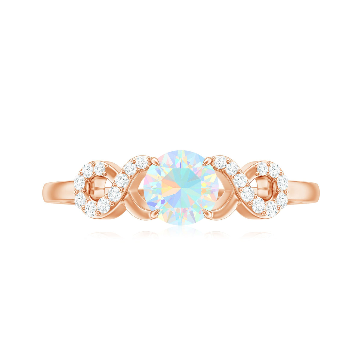 Certified Real Ethiopian Rainbow Opal Diamond Engagement Ring with Criss Cross Shank