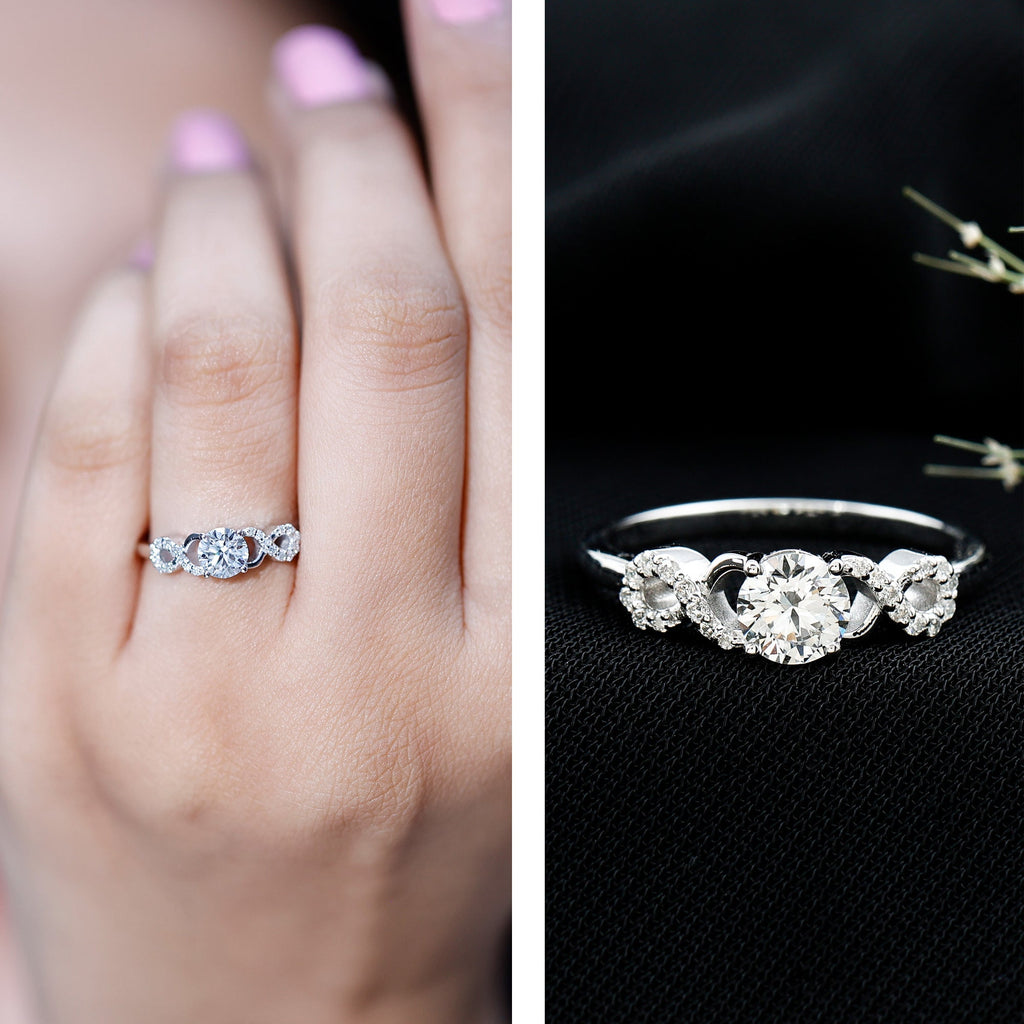 Certified Round Moissanite Infinity Promise Ring for Her