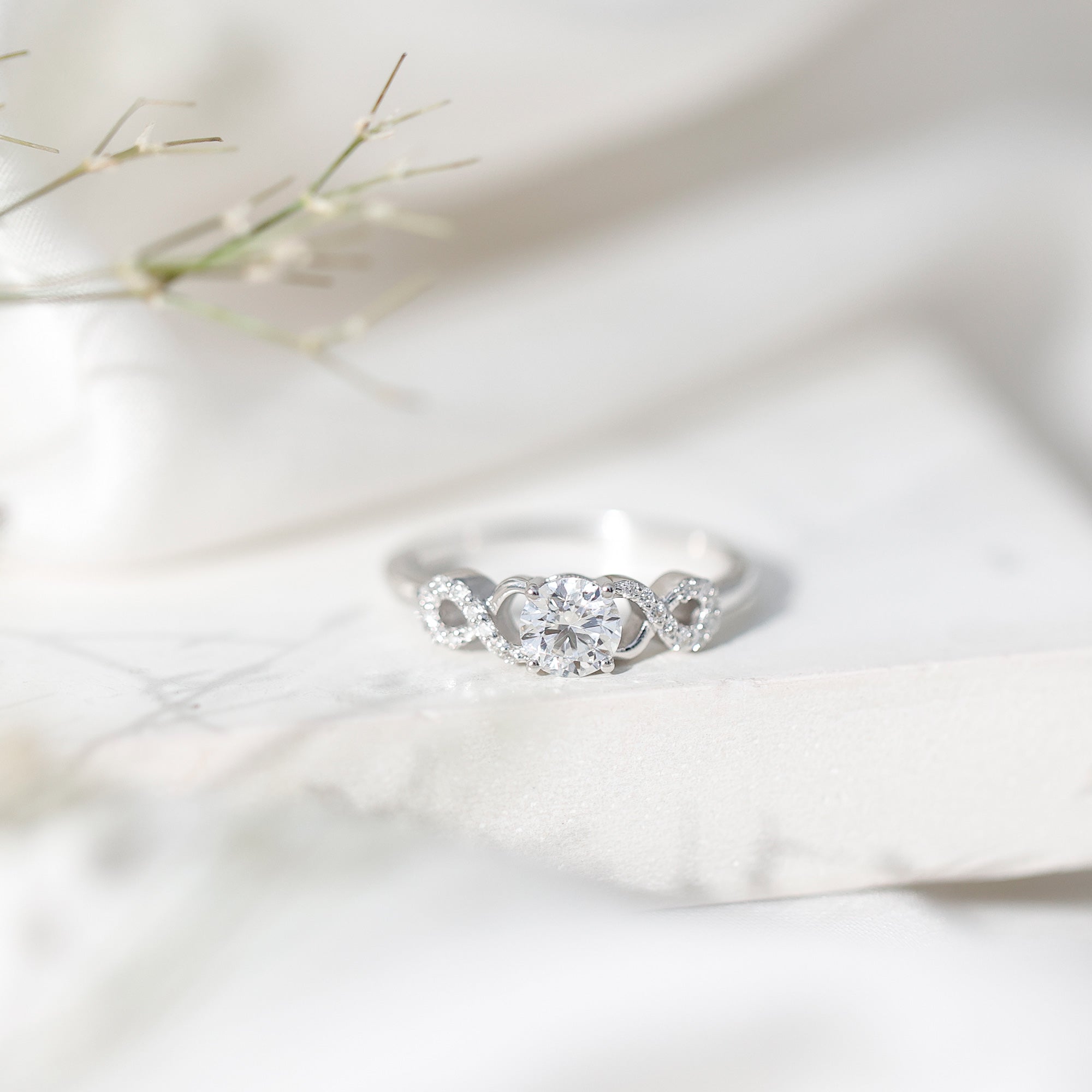 Certified Round Moissanite Infinity Promise Ring for Her