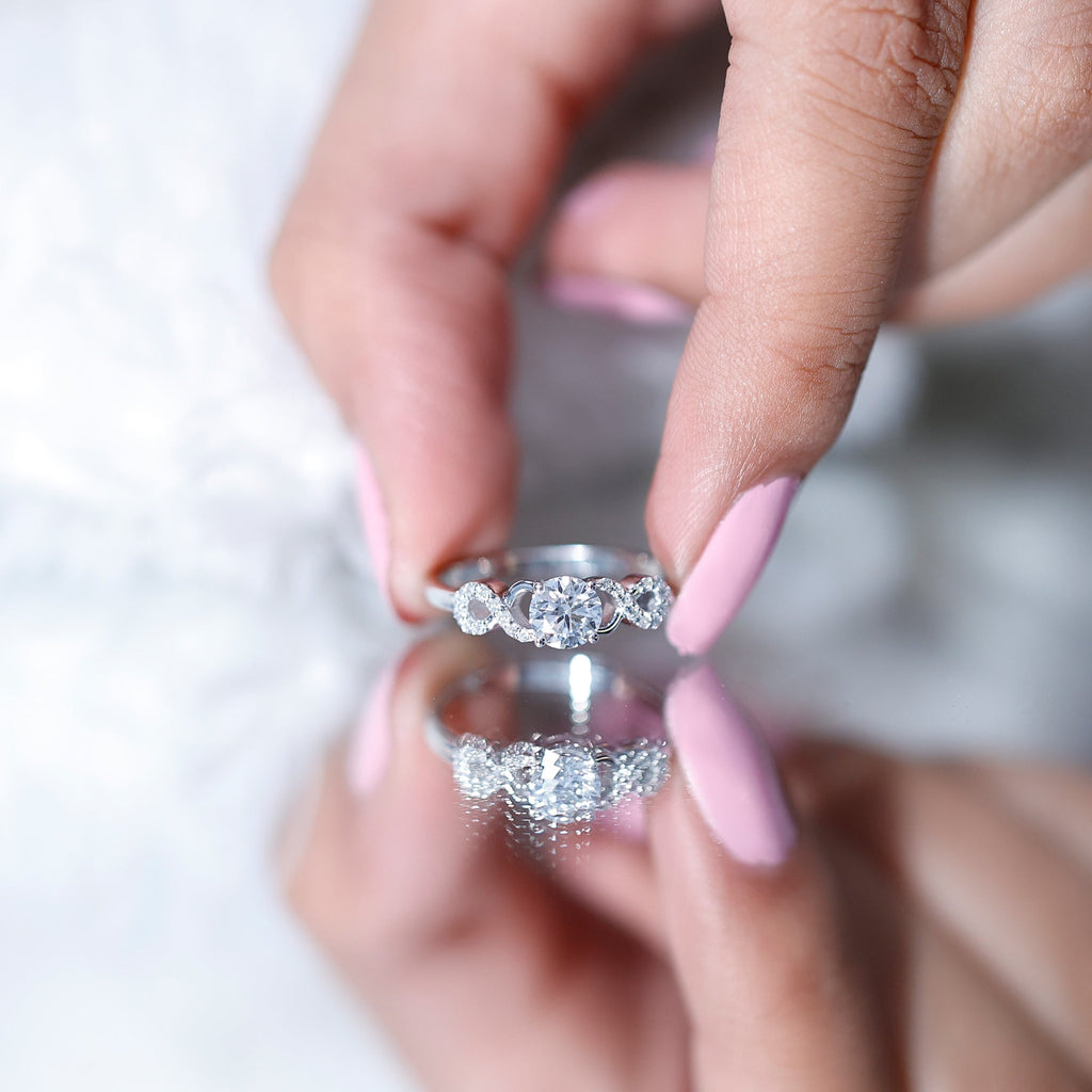 Certified Round Moissanite Infinity Promise Ring for Her