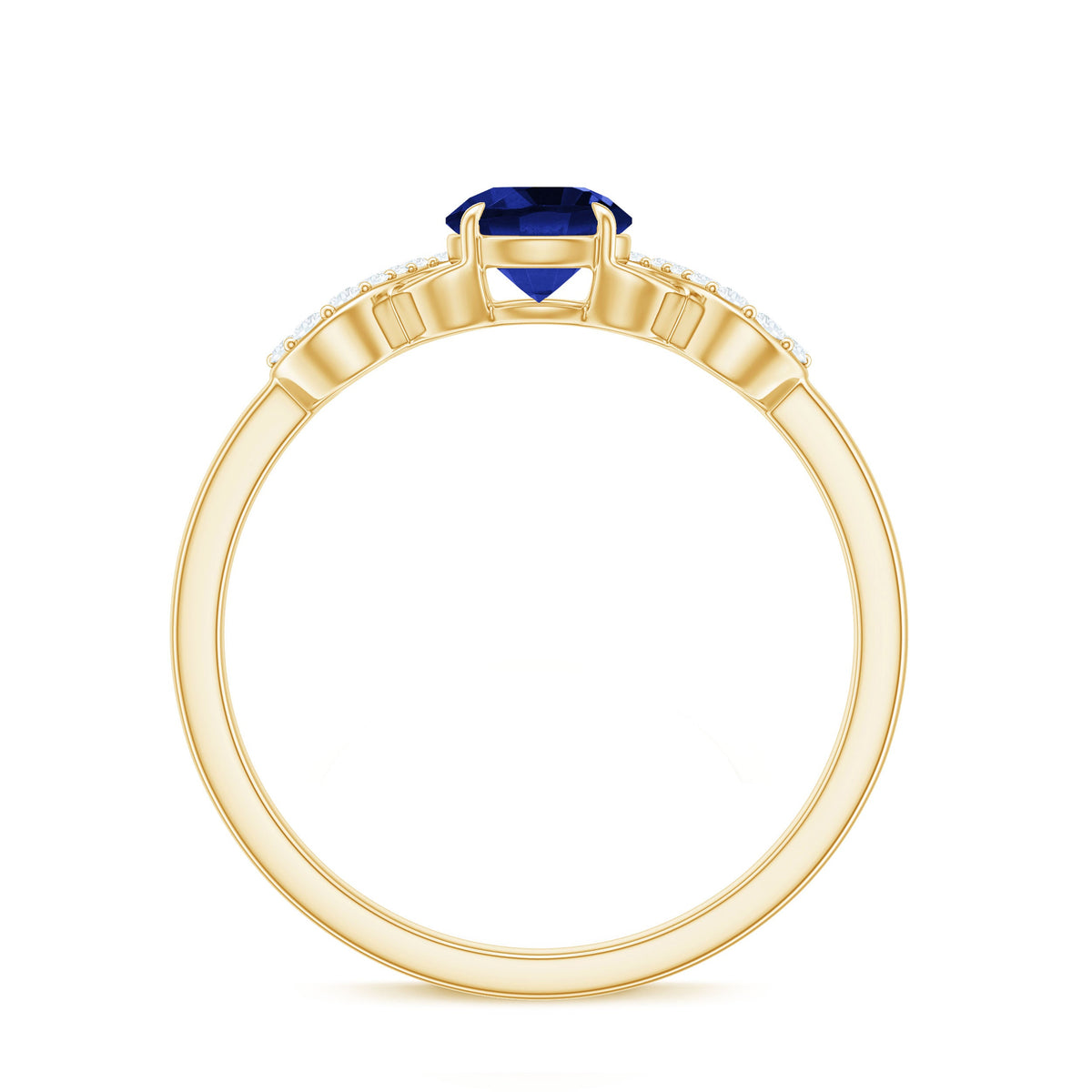Certified 0.6 Carat Lab Grown Blue Sapphire Engagement Ring with Diamond Infinity Knot