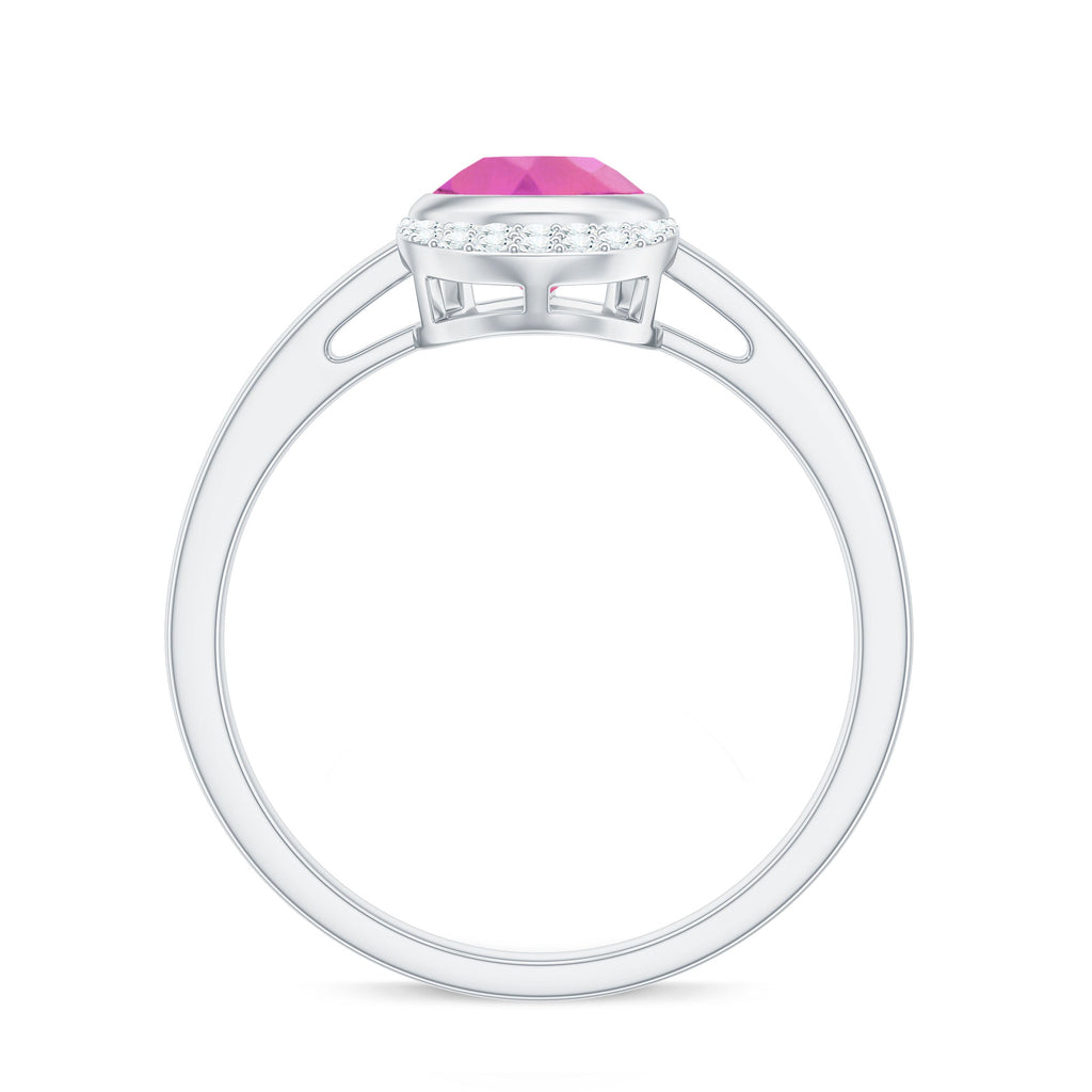 Classic Pink Tourmaline Teardrop Engagement Ring with Diamond