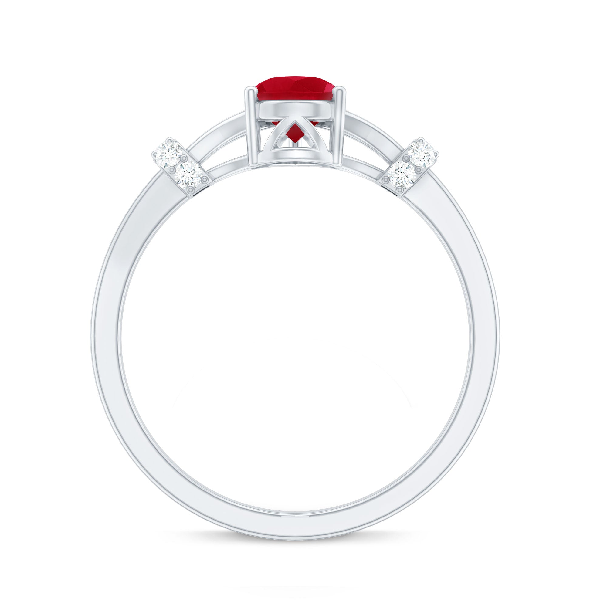 Real 0.8 Carat Ruby Pear Shaped Engagement Ring with Diamond