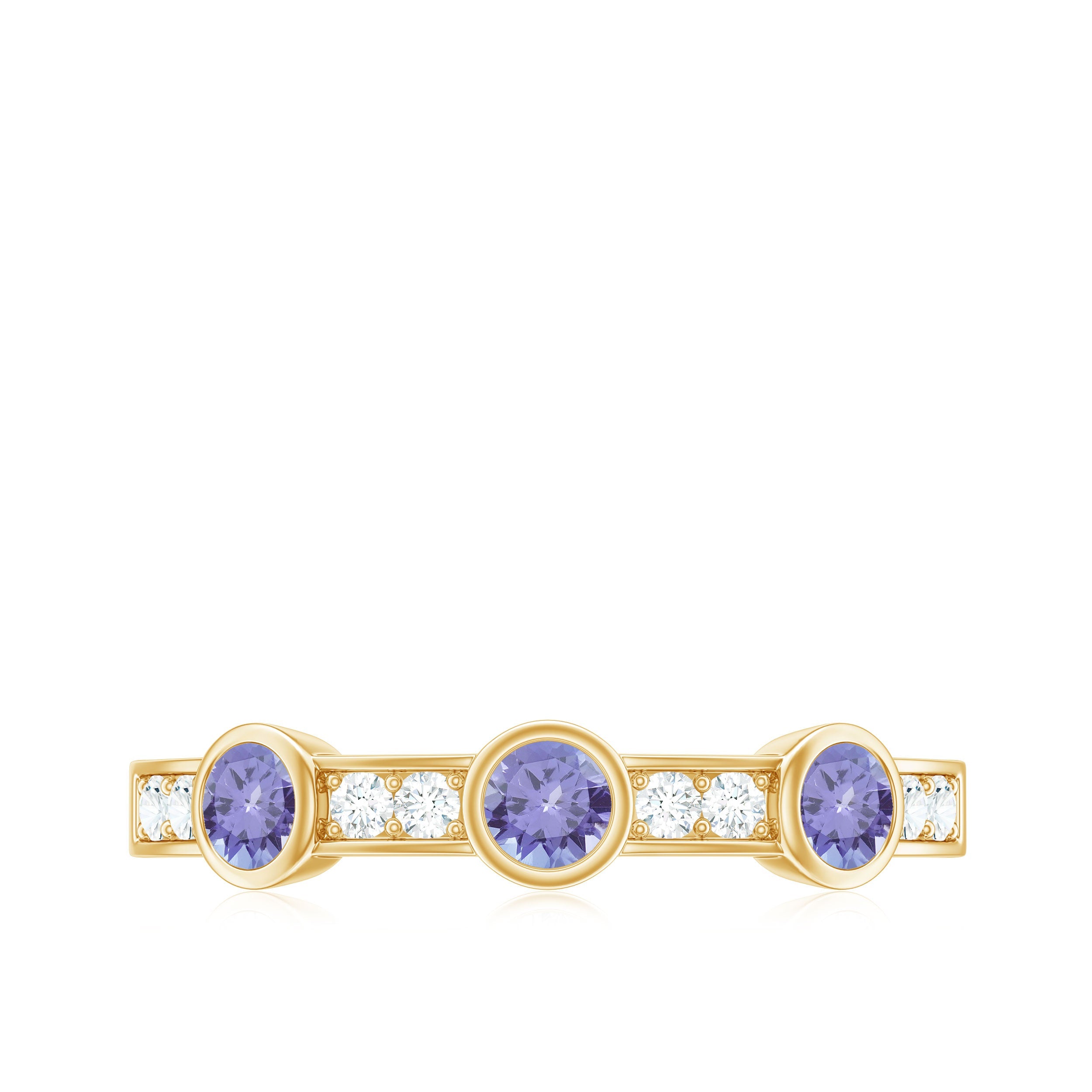 Certified Real Tanzanite Diamond Half Eternity Ring