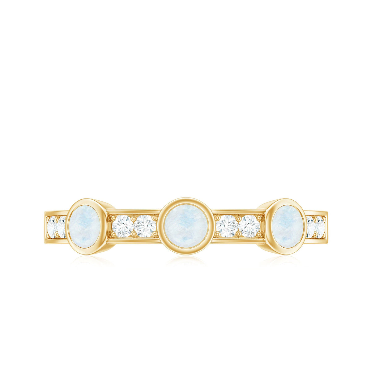 Minimal Half Eternity Ring with Moonstone and Diamond