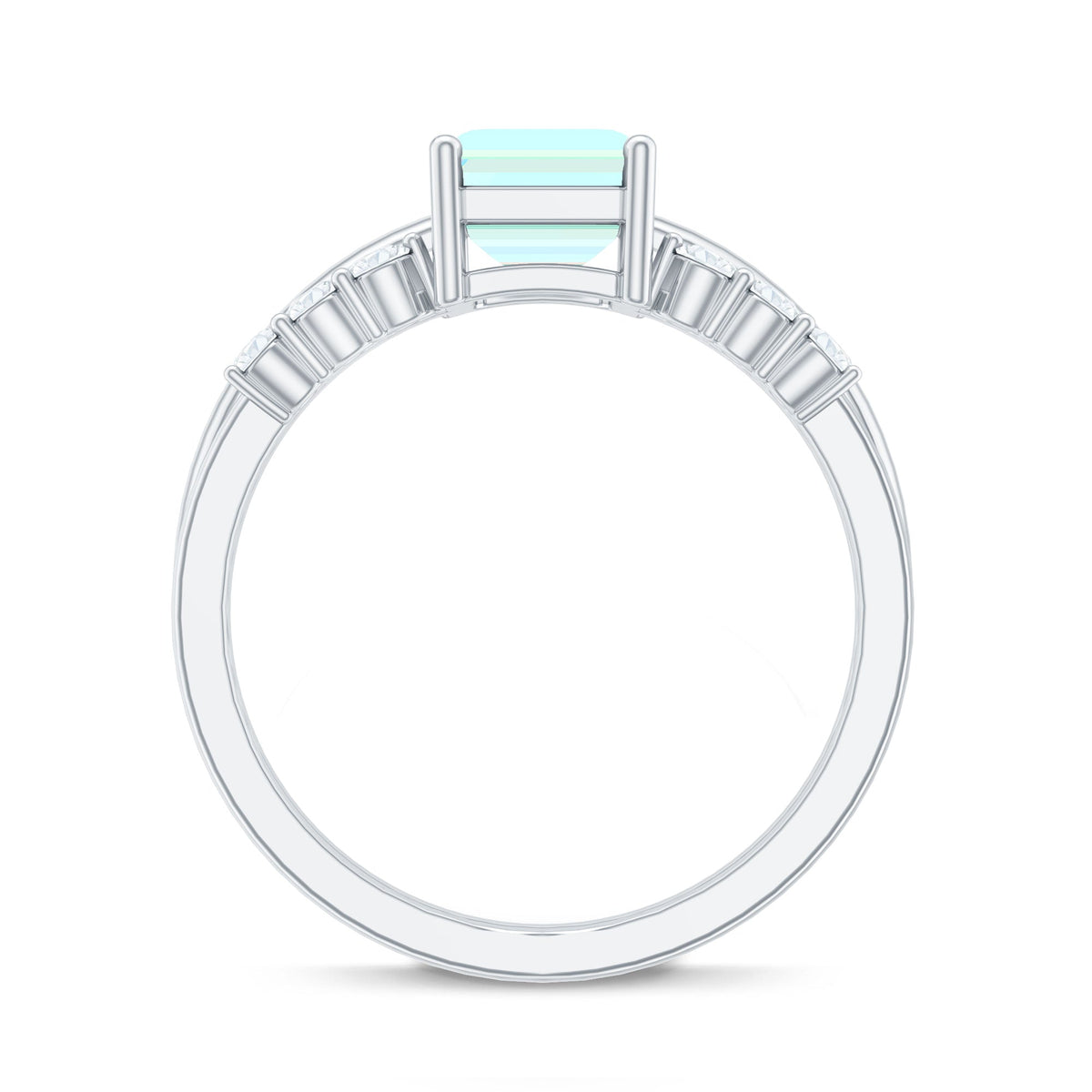 2 Carat Emerald Cut Ethiopian Opal Solitaire Ring Set with Diamond Enhancer