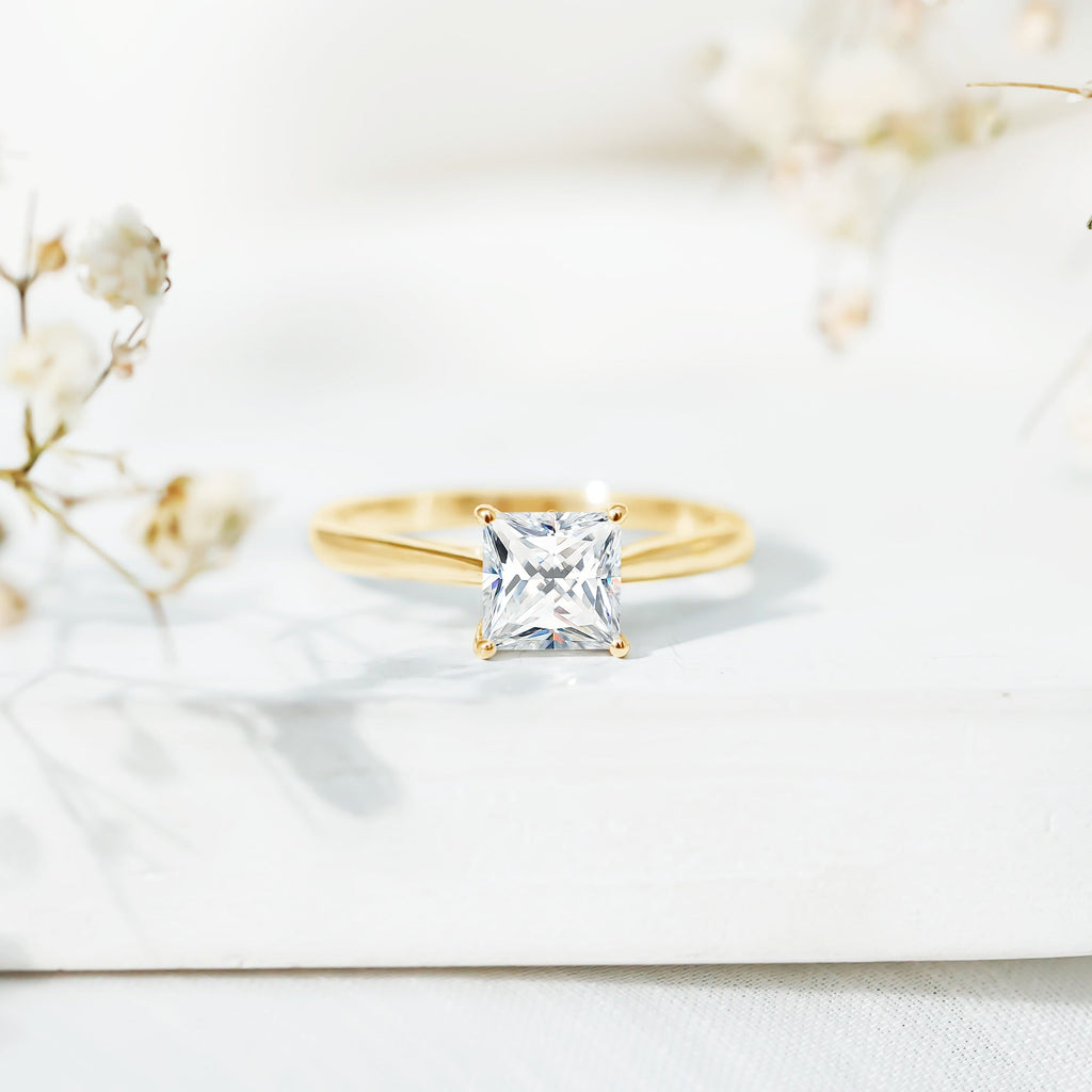 Princess Cut Moissanite Solitaire Engagement Ring