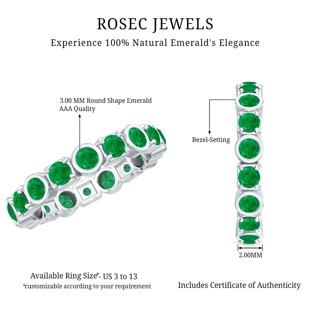 Real Emerald Eternity Wedding Band Ring for Women