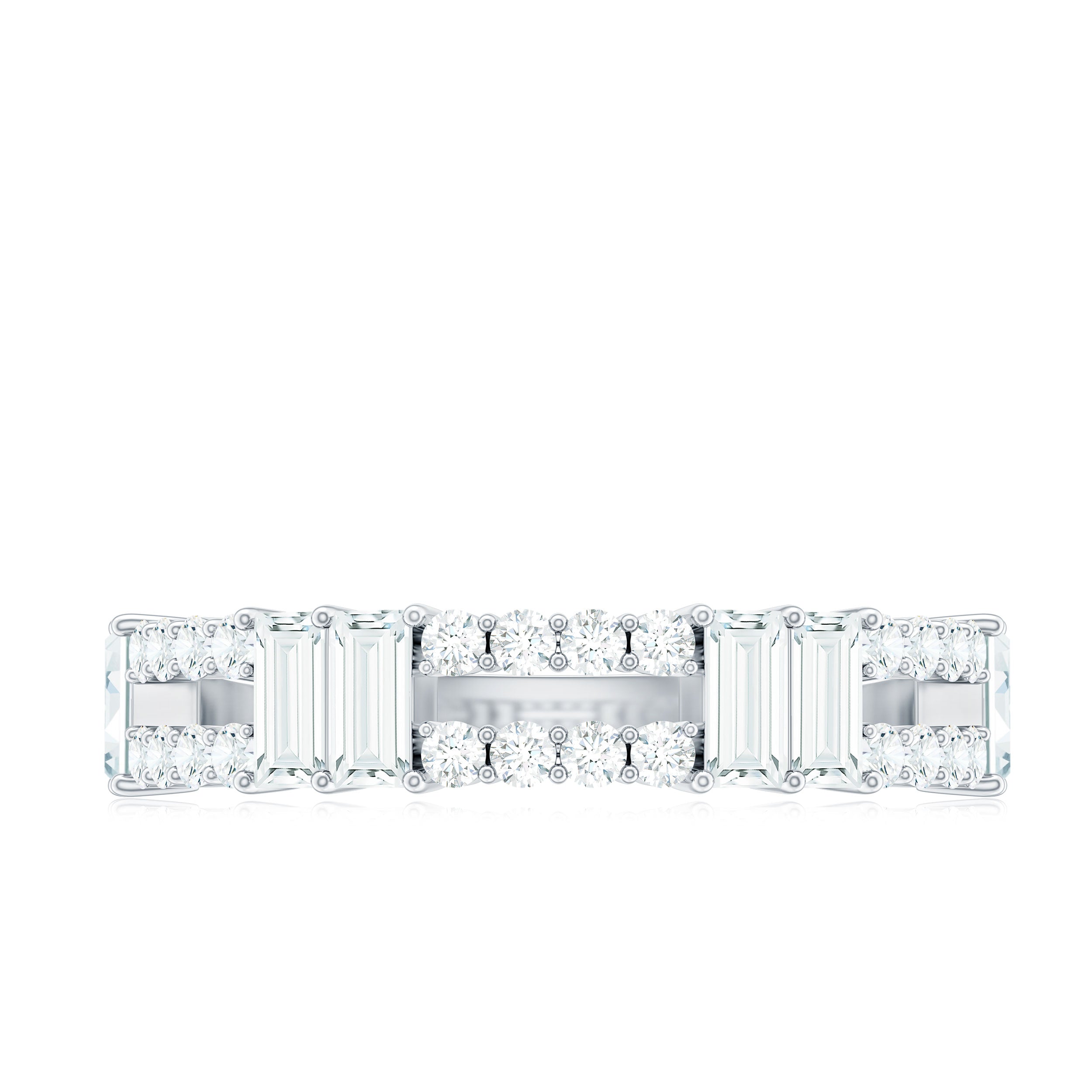 Baguette and Round Moissanite Half Eternity Band