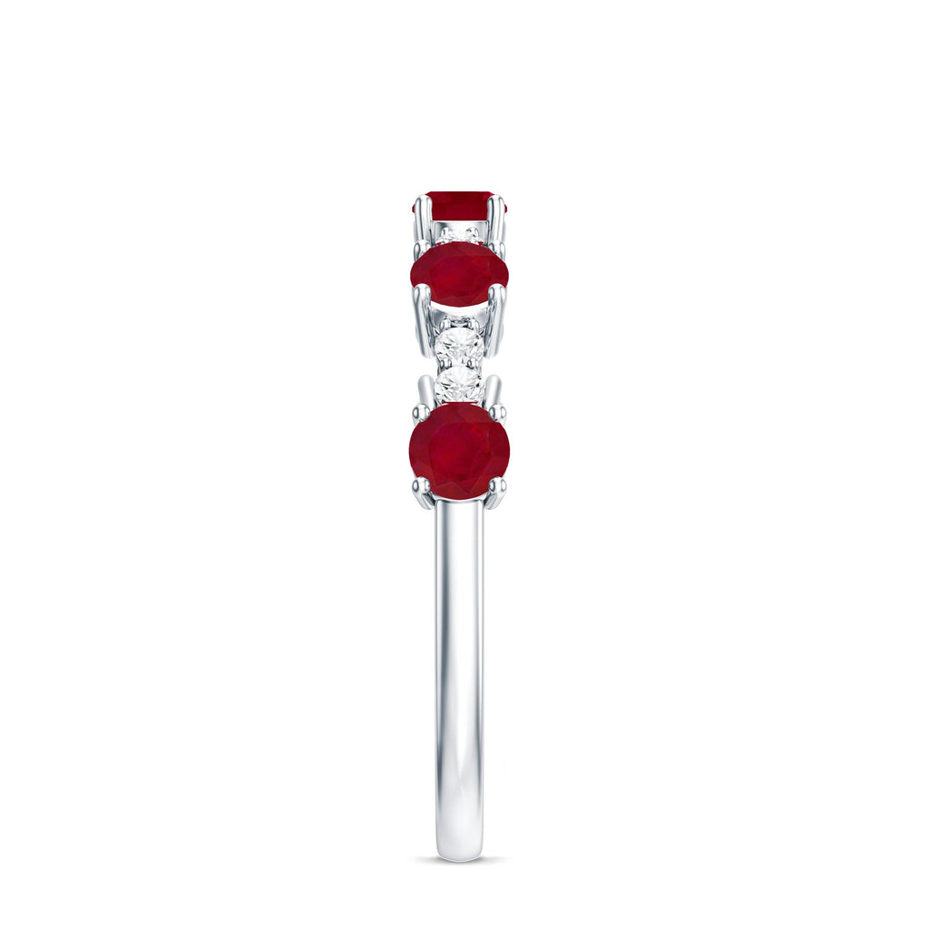 Real Ruby Diamond Half Eternity Ring for Anniversary