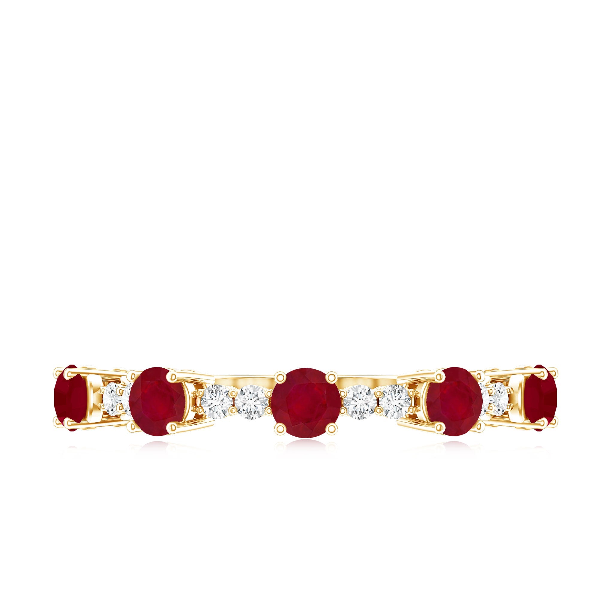 Real Ruby Diamond Half Eternity Ring for Anniversary