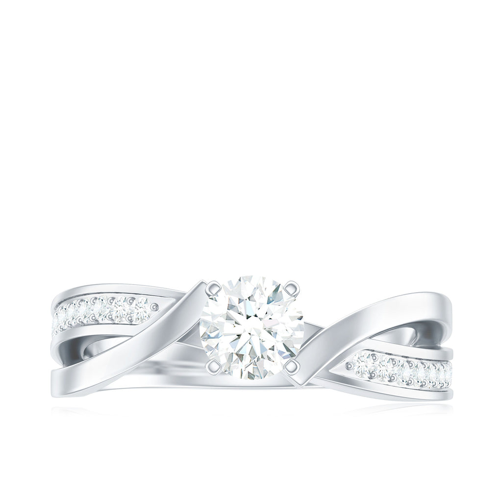 Round Shape Solitaire Moissanite Infinity Engagement Ring