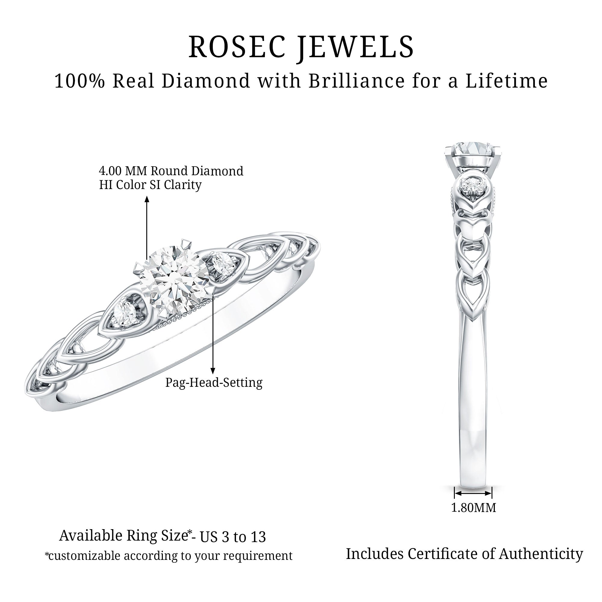 Genuine Diamond Minimalist Promise Ring with Certificate