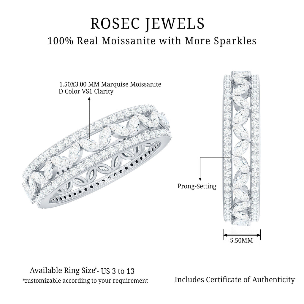 Certified Marquise Moissanite Wedding Band