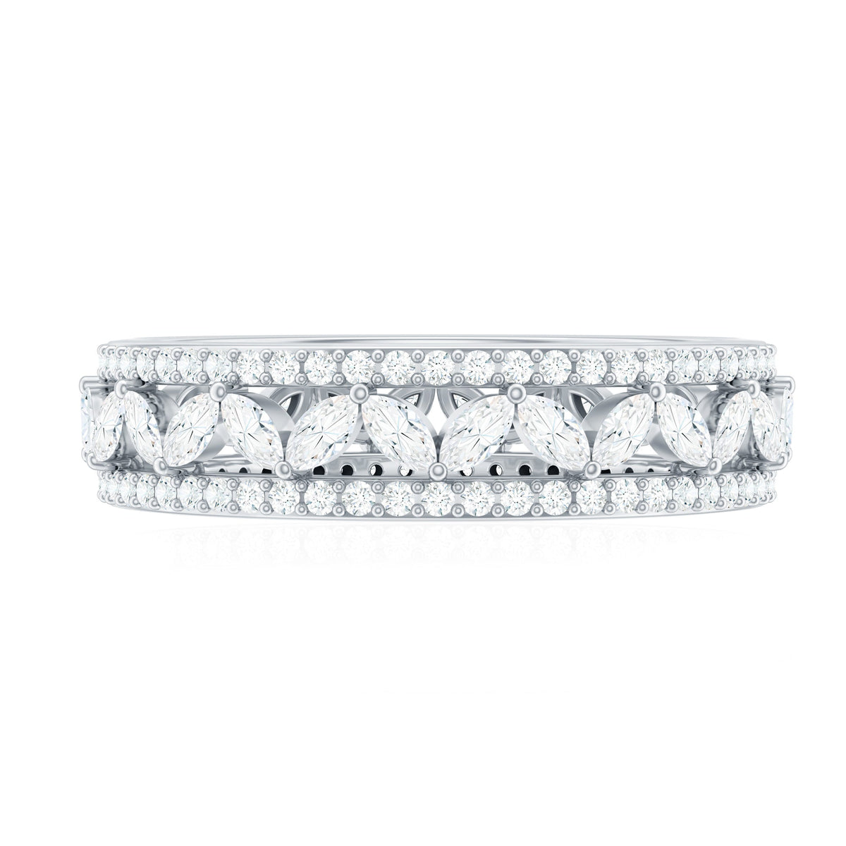Certified Marquise Moissanite Wedding Band