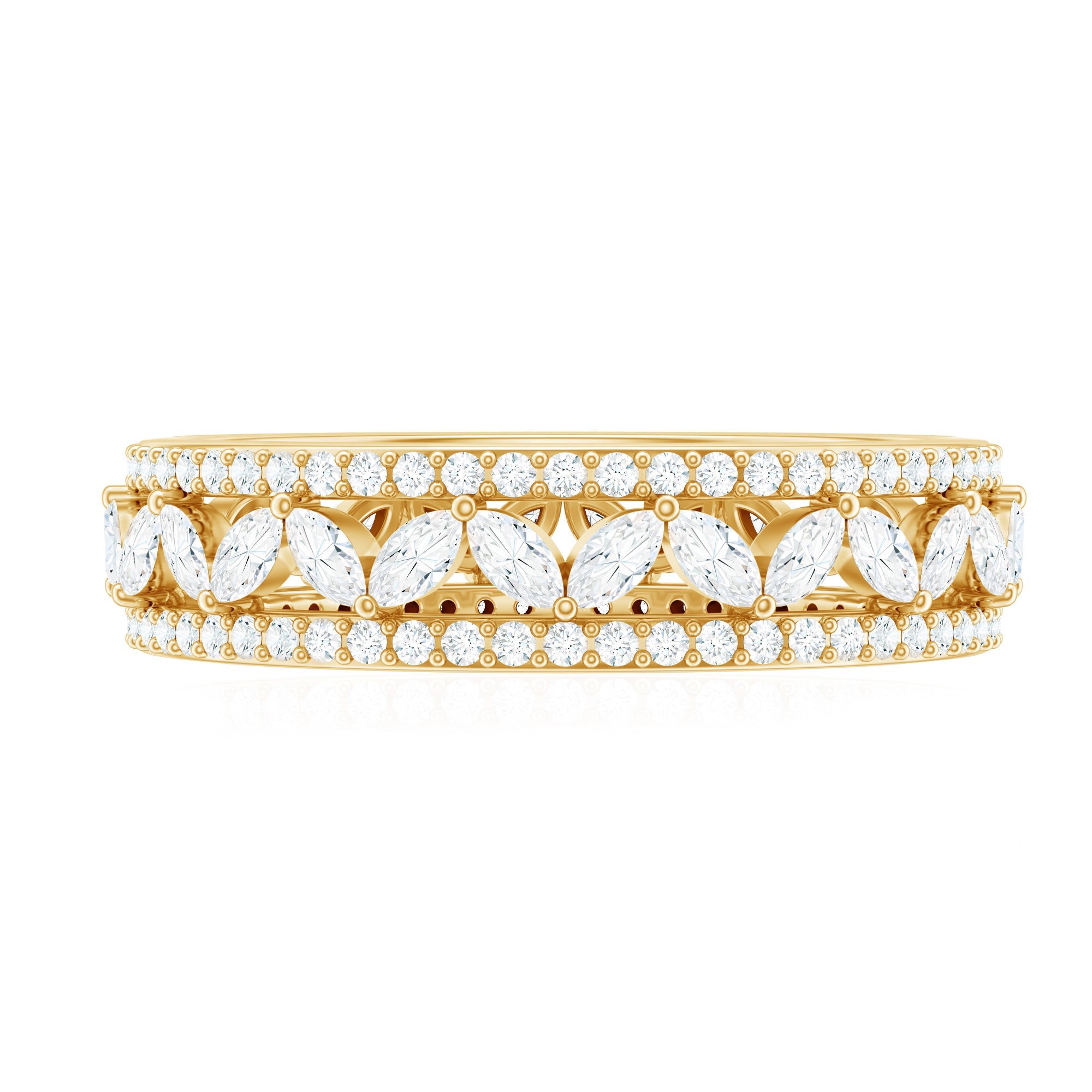 Certified Marquise Moissanite Wedding Band