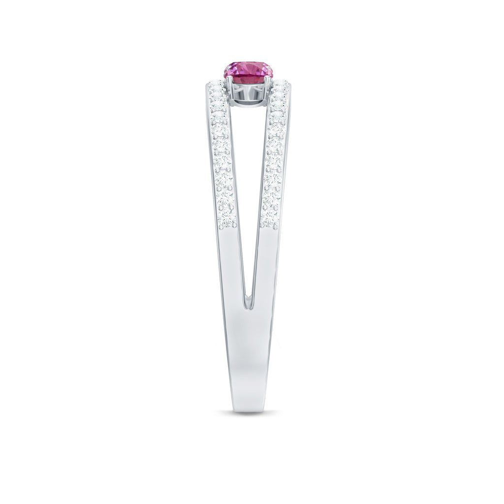 Pink Tourmaline and Diamond Anniversary Ring in Split Shank